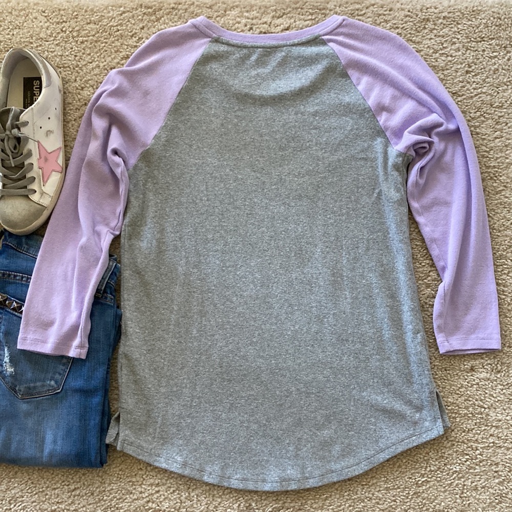 Old Navy Grey & Lavender Baseball Style Tee - Picture 6 of 6